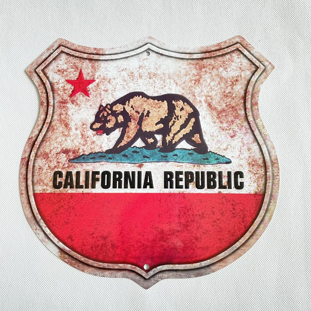 Manufacturer Wholesale Souvenir Tourist Zone California Raised Logo Custom Metal Plate