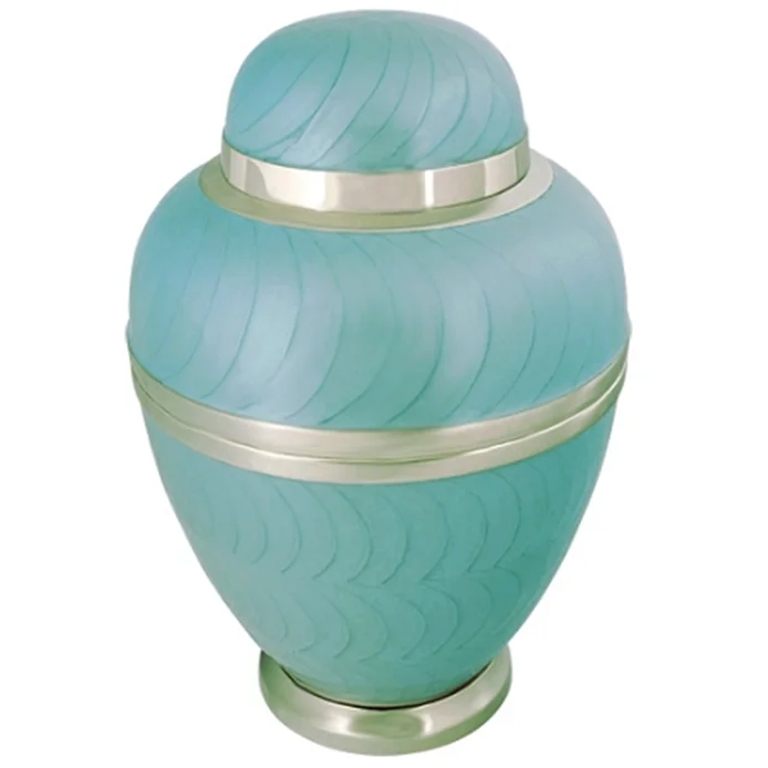Sky Blue Elegant Design Silver Brass Cremation Urn For Ashes