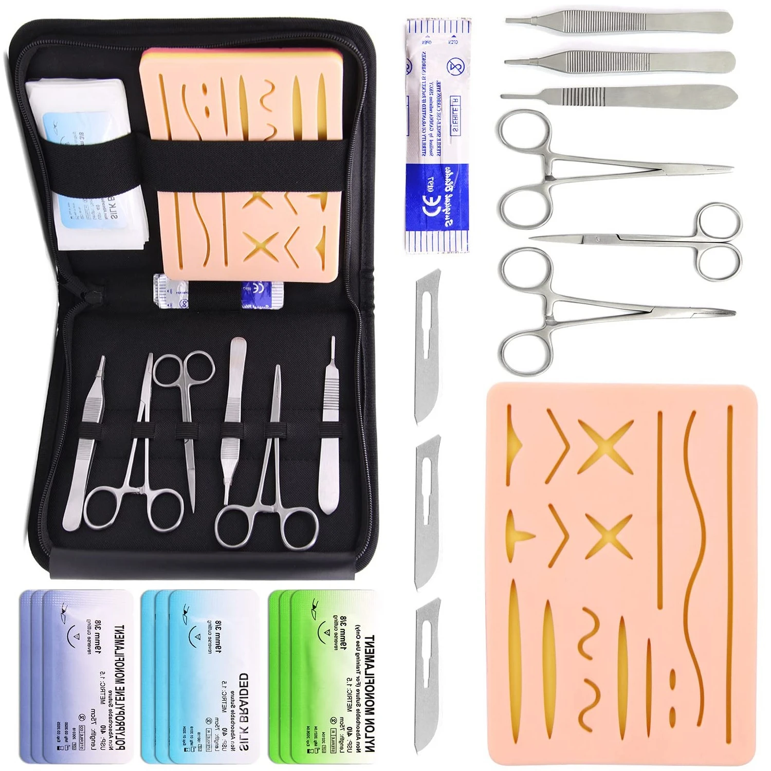 kit de suture premium Students Practice Suture Kit with Suture Training Skin Pad