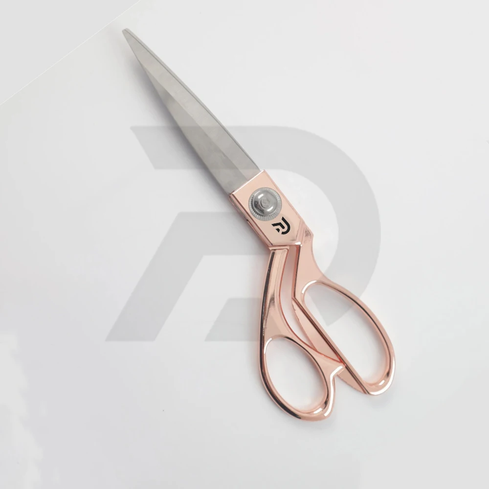 Professional Pink-Plated Stainless Steel Scissors with Metal Handle for Tailoring Office Embroidery DIY Projects