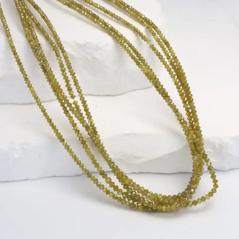Natural Yellow Diamond Faceted Rondelle Beads 2-3mm Drilled Conflict Free Yellow Diamond Beads For Jewelry Making Diamonds India