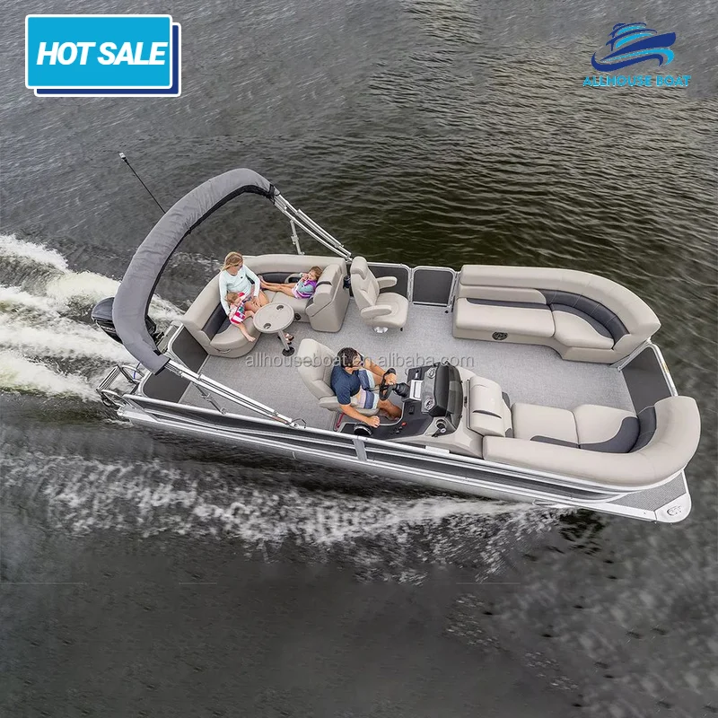 Factory Direct Price Customized Luxury Pontoon Boats with a Bar Family Outings with Bimini Top