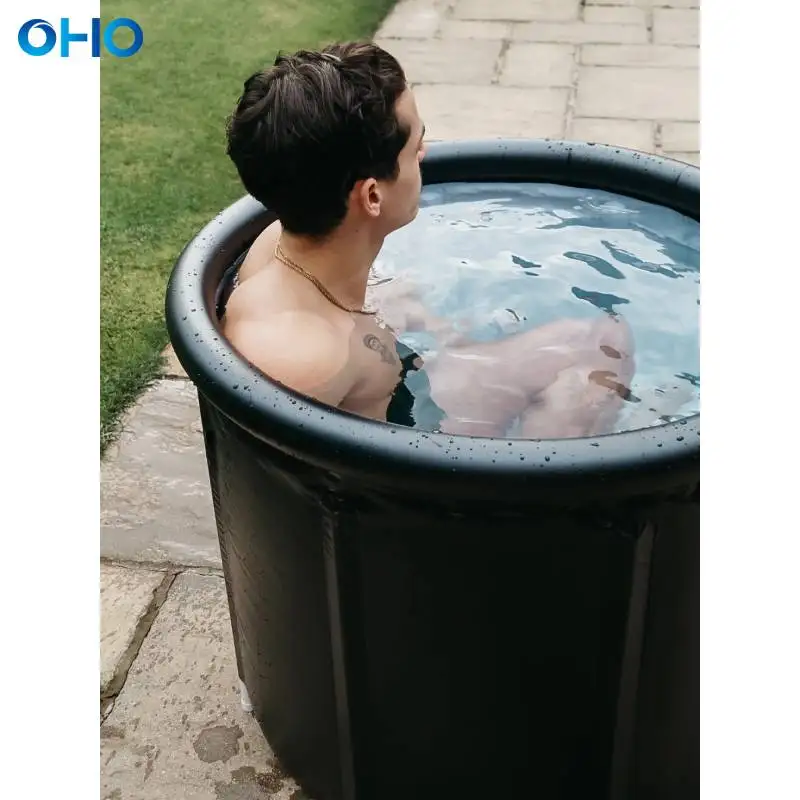OHO Ice tub cold plunge ice barrel PVC and cotton black white with customized size and logo