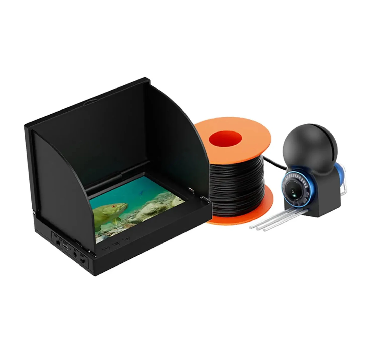 Portable Fish Depth Finder Water Handheld 1080P 4.3 Inch LCD Fish Finder Underwater 195 Degree Fishing Camera With Night Vision