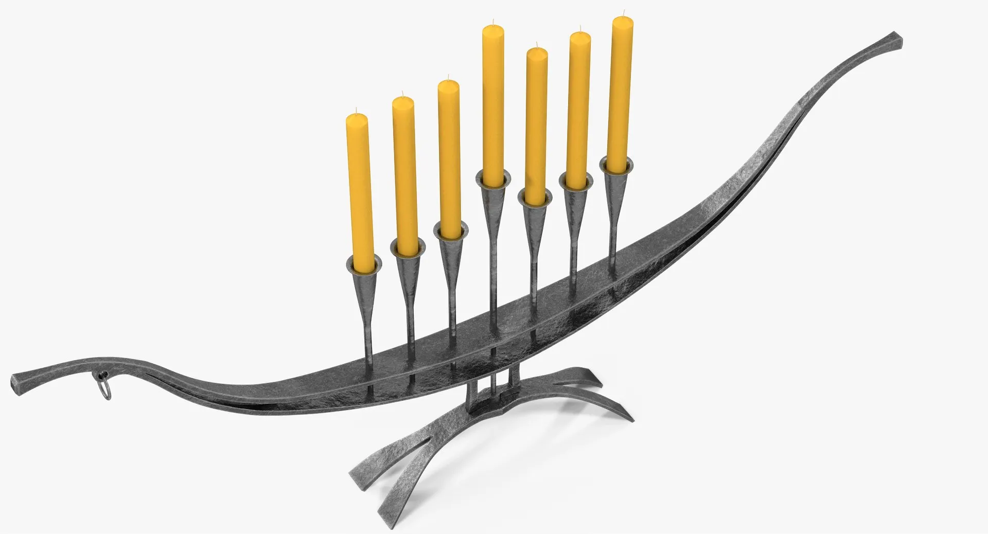 Antique Vintage Judaica Hanukkah Hand Forging Menorah Iron Hammered Elegant Design Hanukkiah Black Jewish Nine Branch Style