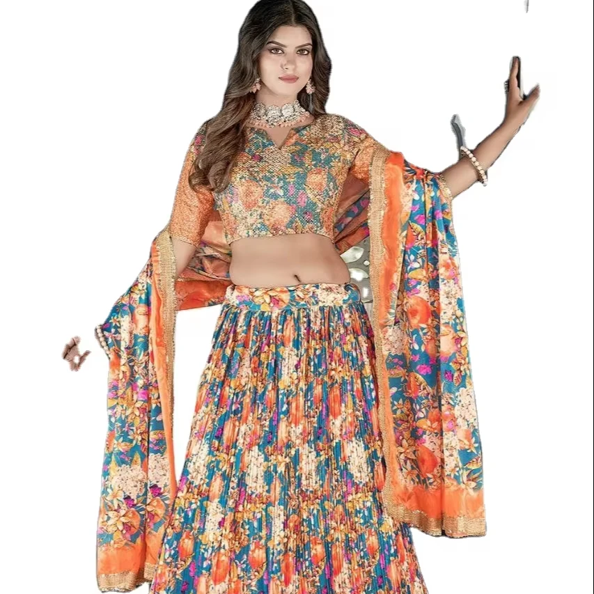 Latest Designer Chinon Silk Zari Embroidery Work Semi Stitched Gorgeous and pretty look Lehenga Choli