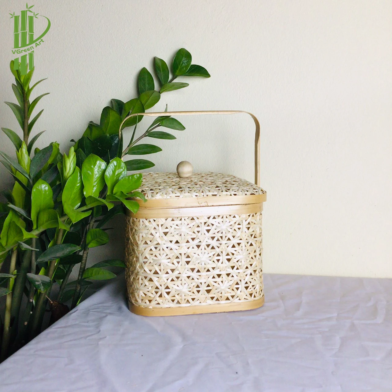 Cheap price bambo Picnic basket number VGA PC08 handmade bamboo from VGREENART VIETNAM BRAND