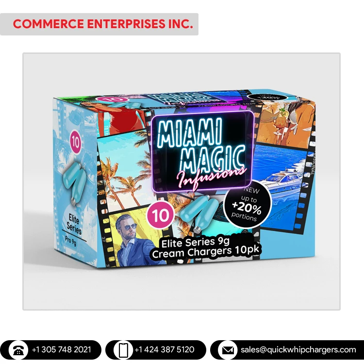 Bulk Distributor Selling Kitchen Tools & Gadgets 10 x 9g Pack of Blue Color Miami Magic Whipped Cream Charger