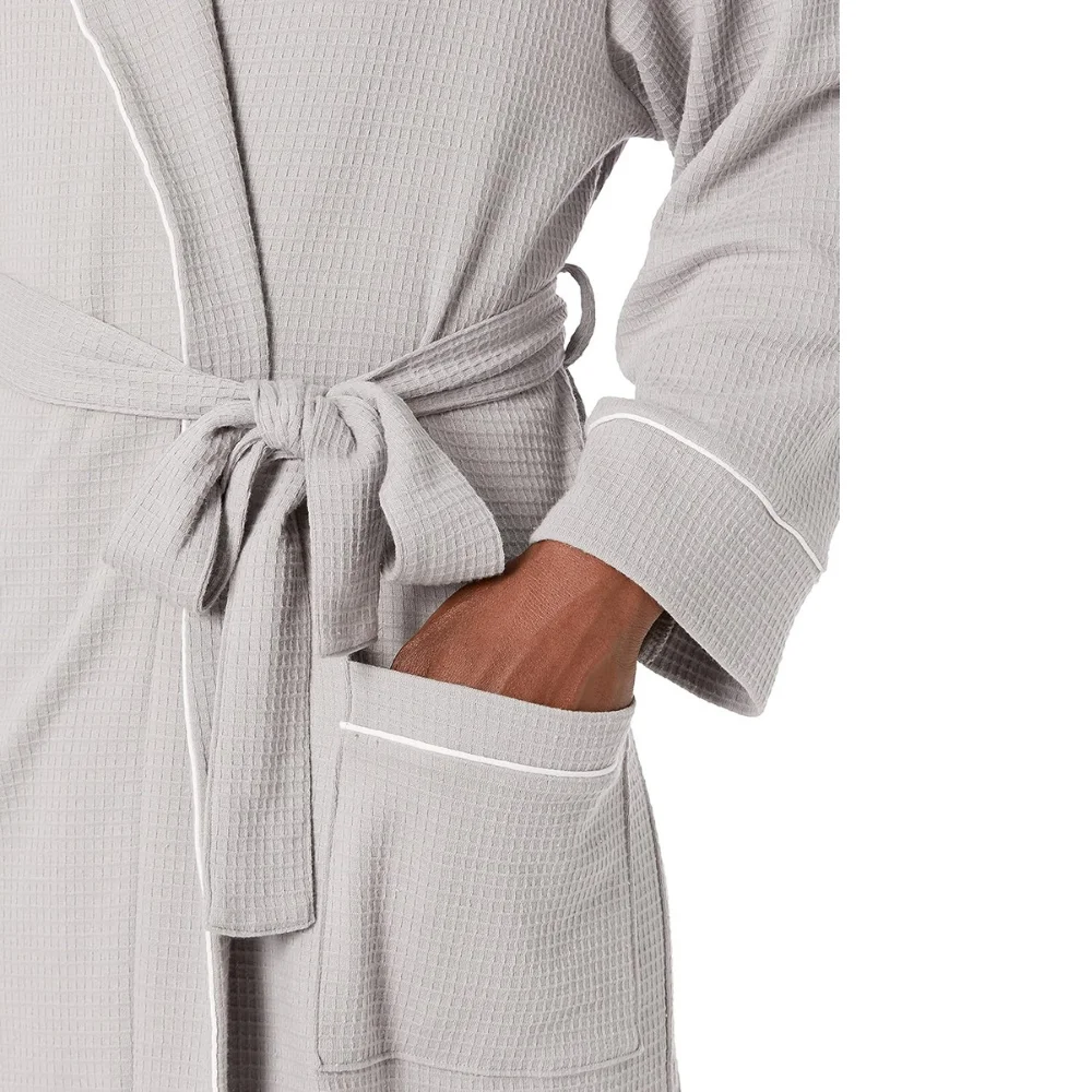 Custom Luxury Thin Soft House Bath Robe Men Women Knit Quick Dry Shower Lightweight Waffle Robes