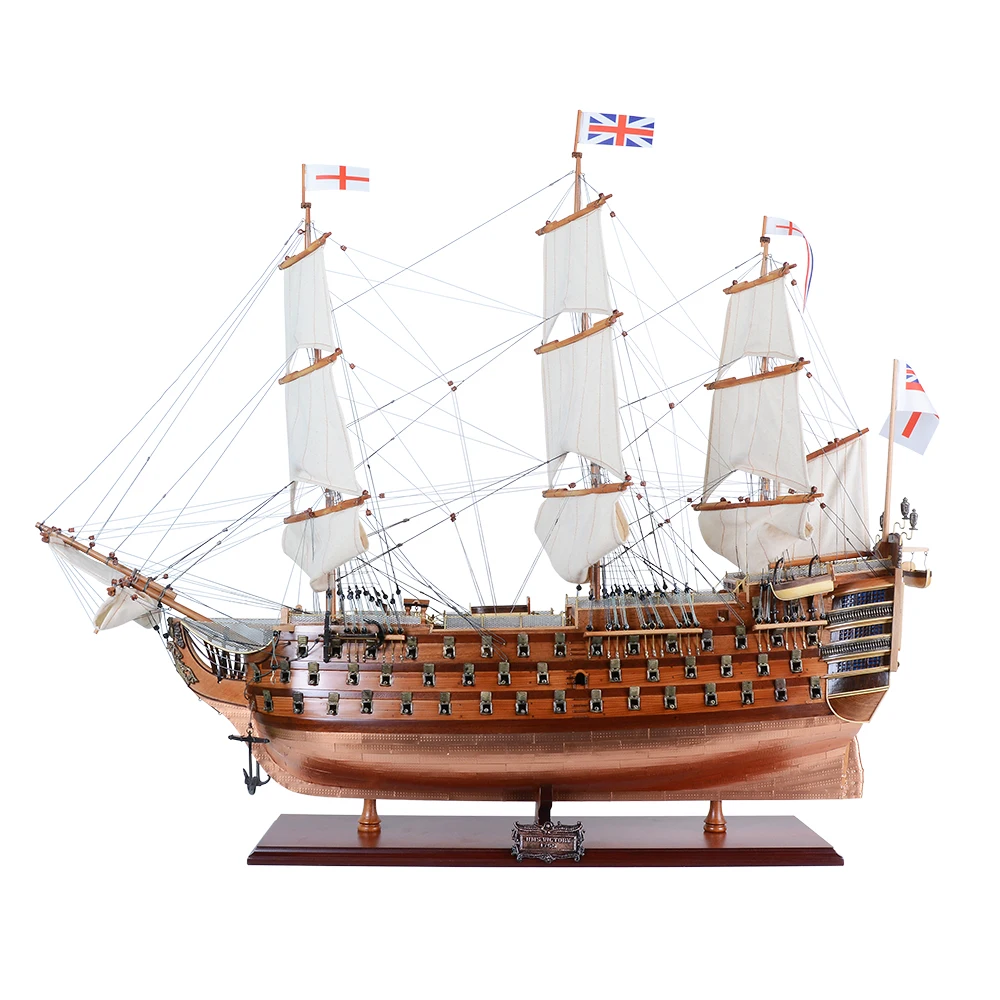 HMS Victory Copper Bottom 80cm (open sails) Handcrafted Wooden Replica with Display Stand, Collectible, Decor, Gift, Wholesale