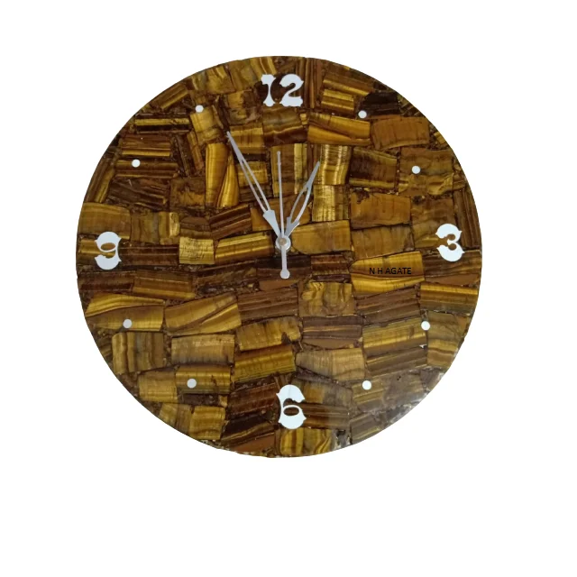 Wholesale Natural tiger eye agate clock : Orgone Clock : Gemstone Clock For Decoration : Buy From N H AGATE