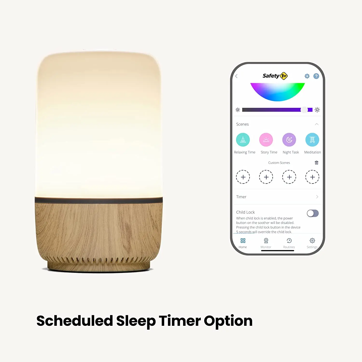 HOT Safety 1st Connected Smart Light & Sound Machine Night Light Includes 20 Classic lullabies and Soothing Sounds Time