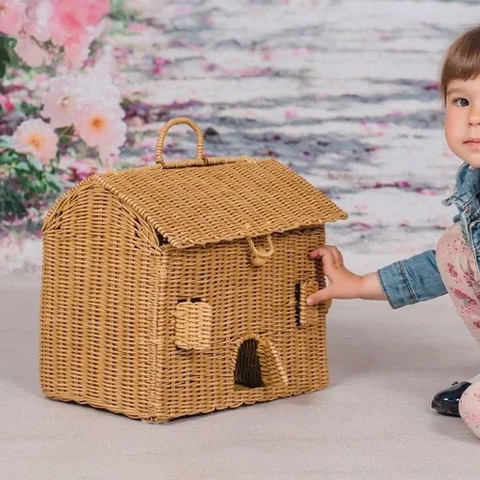 New Arrival Rattan Dollhouse for games Small house Playhouse Wicker High Quality for Kid Toy Wholesale Supplier
