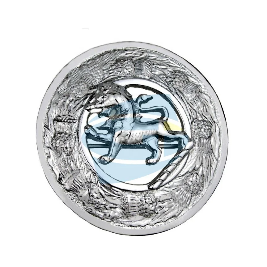 KILT PLAID BROOCH BROACH SCOTTISH RAMPANT LION CREST IN THISTLE BORDER KILT WEAR BADGE FOR MUSICAL UNIFORM ACCESSORIES