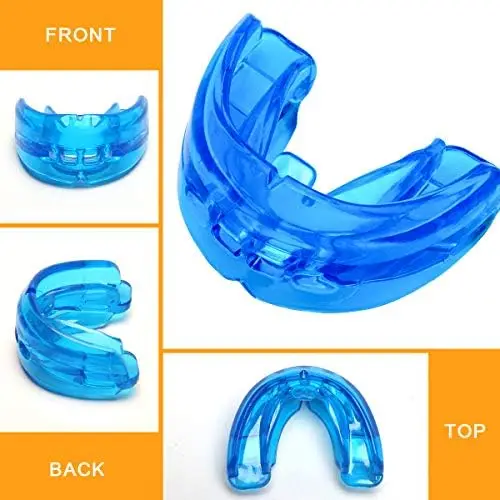 Double Braces Mouth Guard, Sports Athletic Mouth Guards blue with custom logo Youth Mouthguard for Teenager and Adults