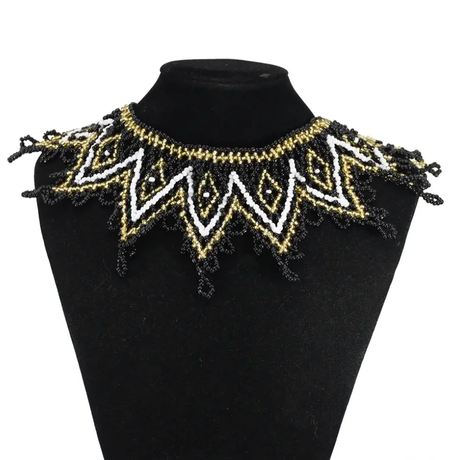 Personalized Exaggerated Colorful Ancient Ethnic Tribal Zulu Beaded Statement Necklaces Jewelry