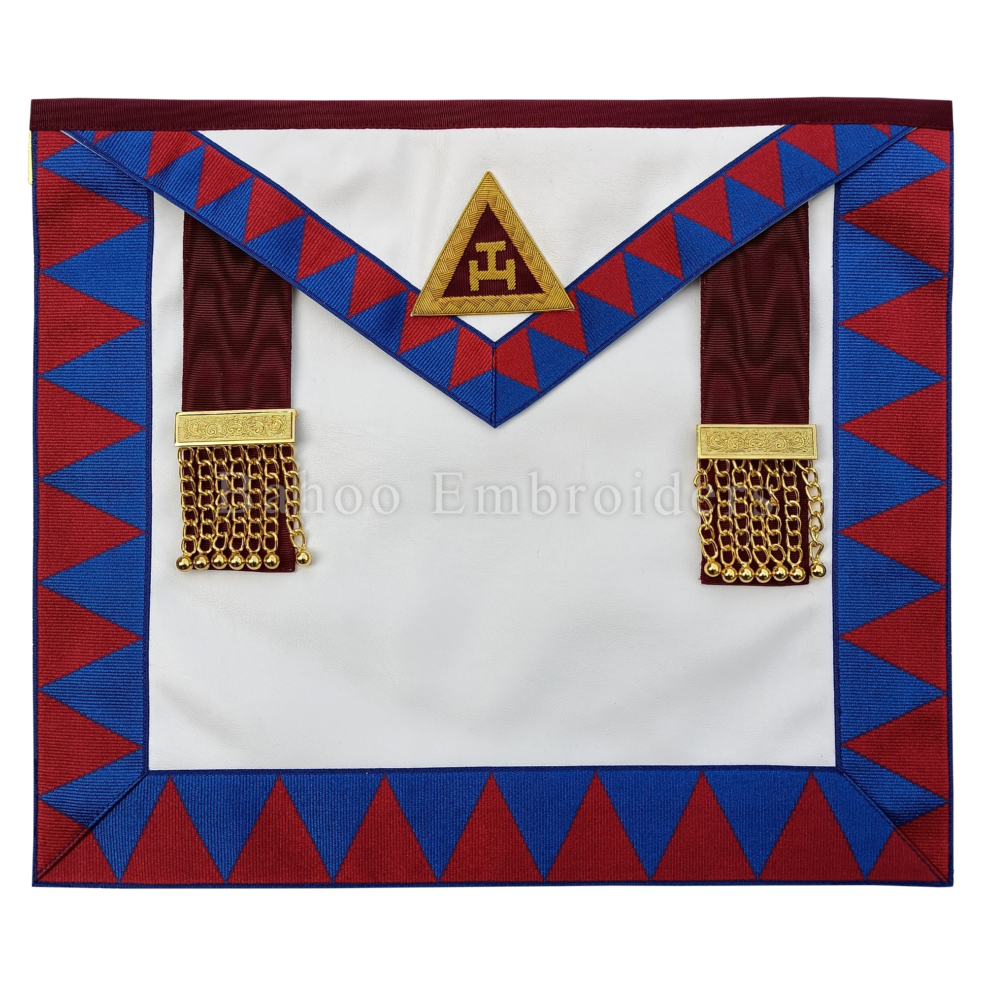 ROYAL ARCH PRINCIPALS APRON WITH TWO GOLDEN TASSELS AND HANDEMBROIDERED TAU  CROSS (BH-M-401)