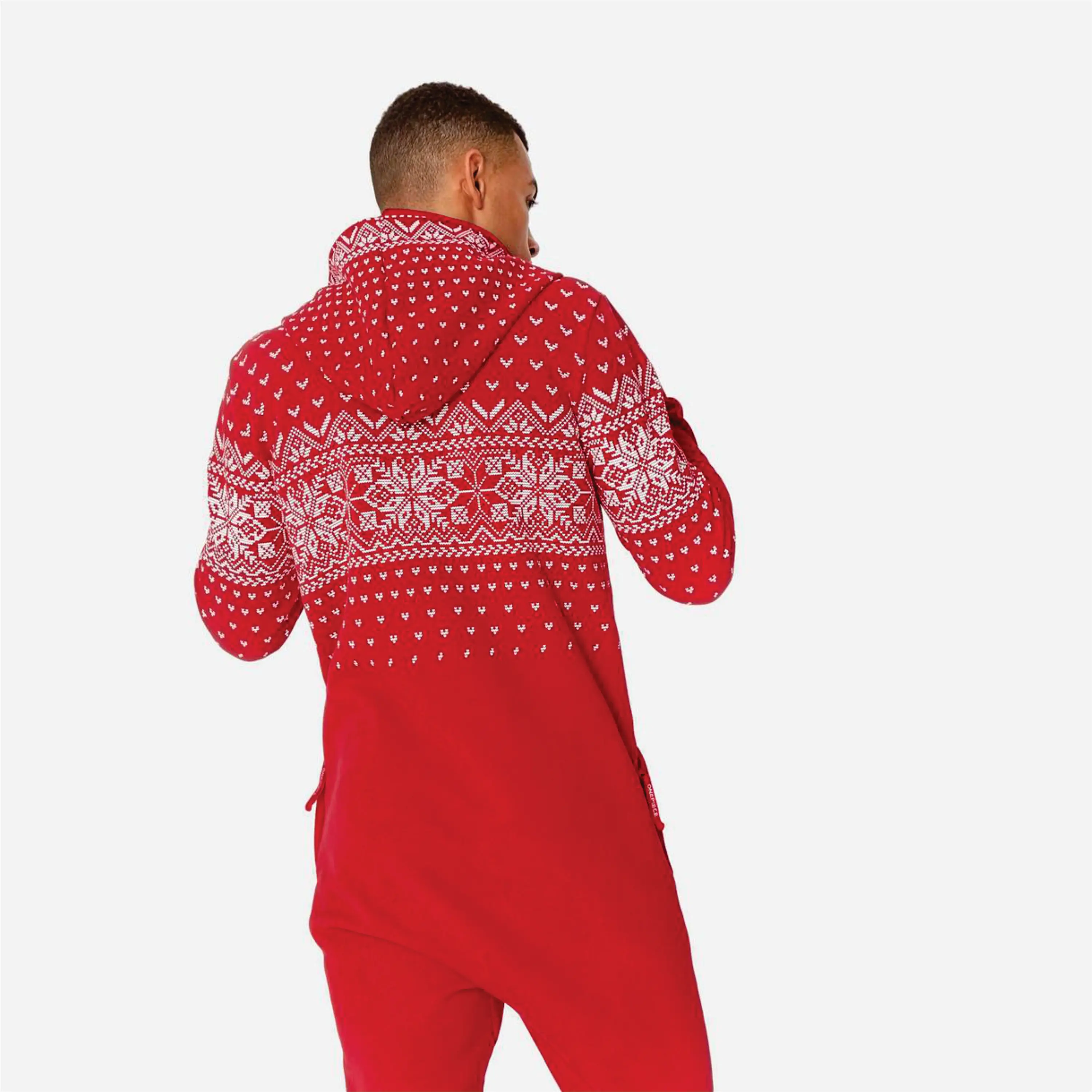 Print Detail and Embroidered Logo 50%Polyester 50%Cotton Side Pockets with Zipper Closure Unisex Breathable Red Alpine Jumpsuit