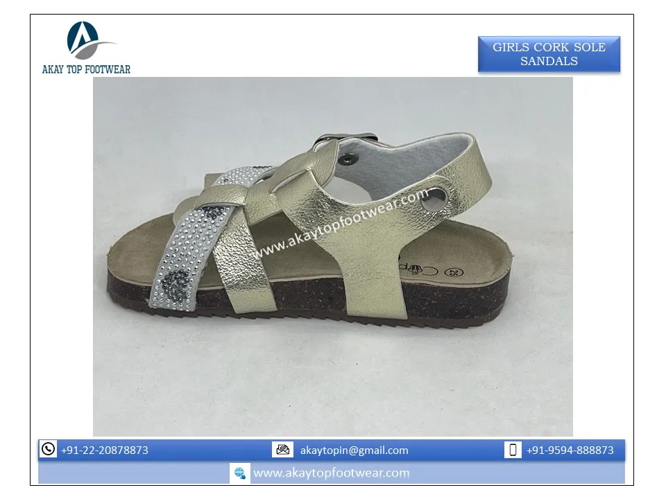 Buckle Strap Flip Flop Cork Sole Sandals in Customized Size Range from 25-36 Durable Flat Girls Cork Sandal with Box Packing