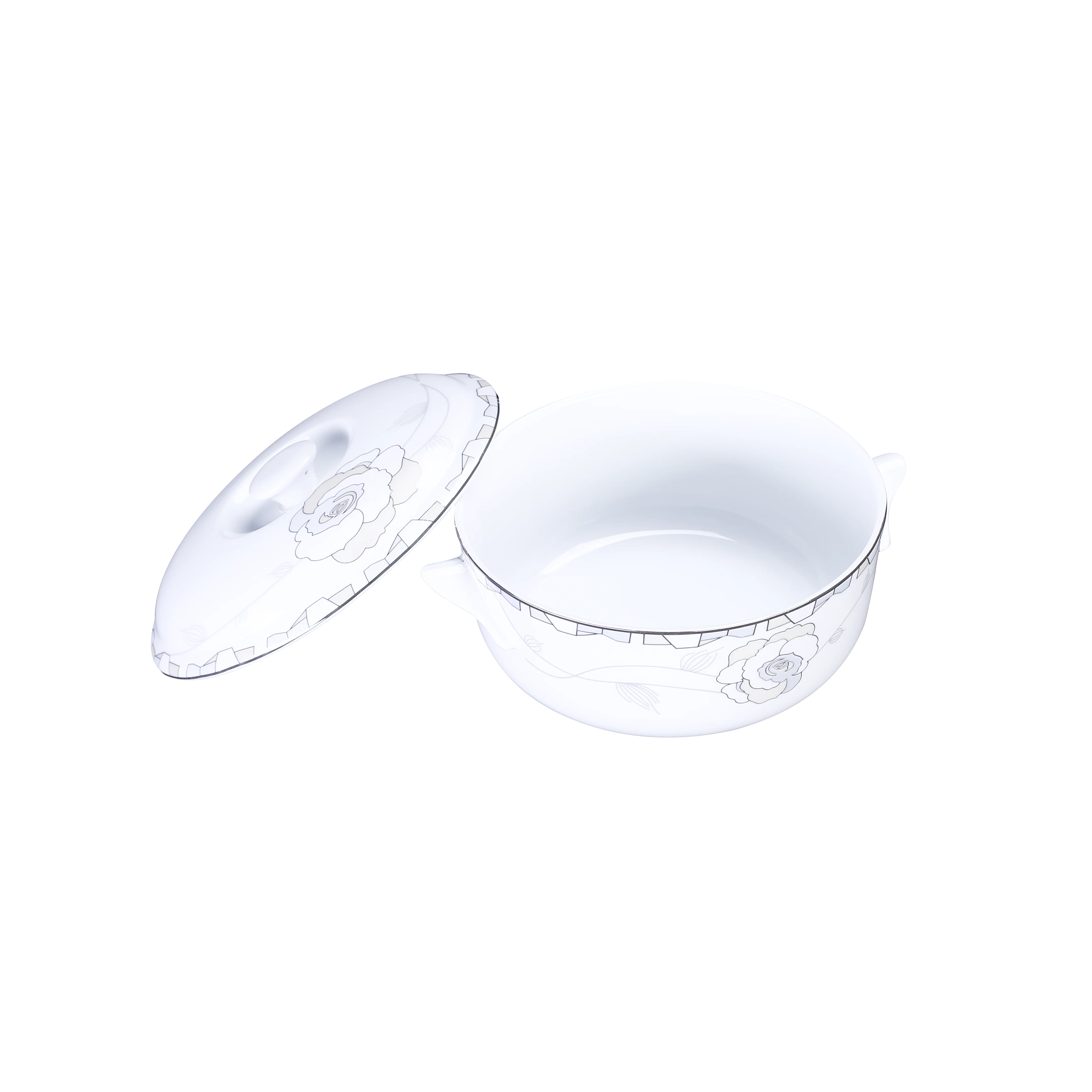 Amazon top seller product bowl with 2 ears and lid  floral pattern 02 porcelain tableware for luxury hotel wholesale Viet Nam