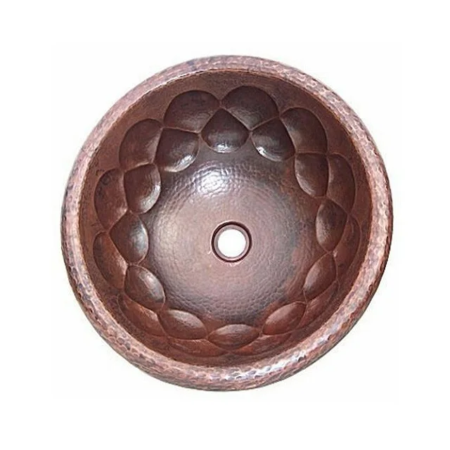 Classic design copper hammered wash basin sink round shape customized size kitchen sink for best selling