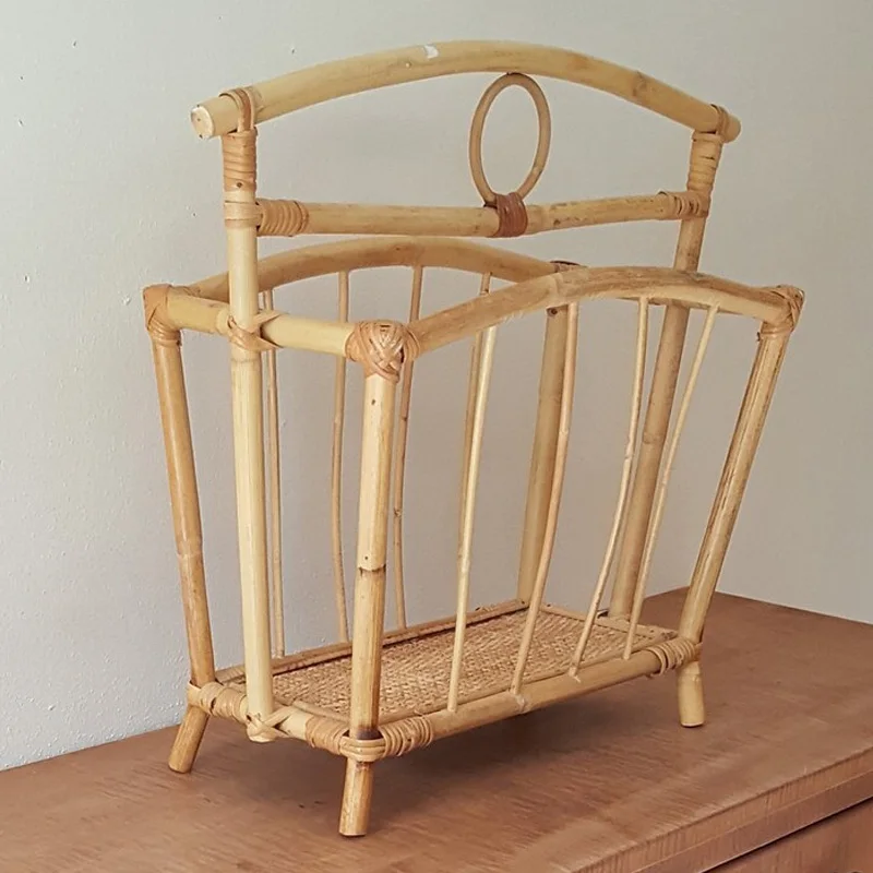 100% Eco Friendly Rattan Wicker magazine rack, High Quality Rattan Book Storage Organizer Cheap Wholesale