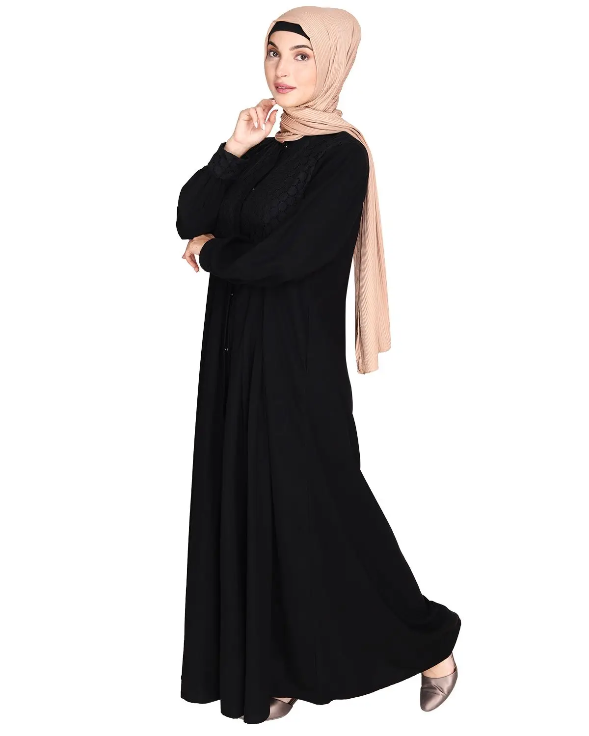 Customize Design and Color Best Fabric Dresses Subtle Black Lace Dress Abaya Burka For Women