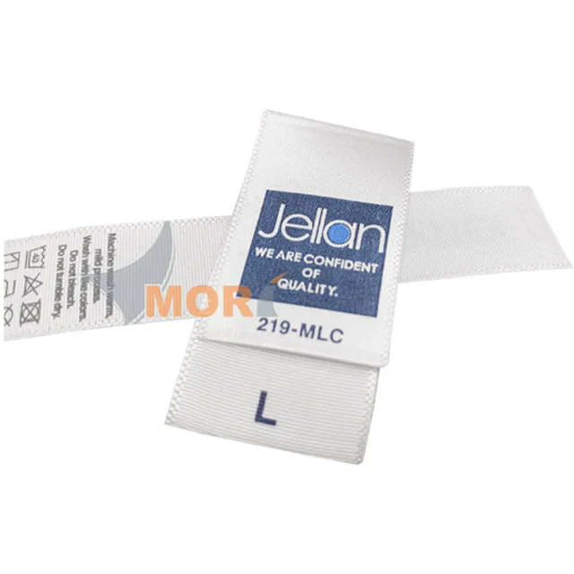 MORI Customized Garment Label For Clothing Logo Satin Silk Printing Custom Satin Woven Labels Fabric Tags Labels Support Custom