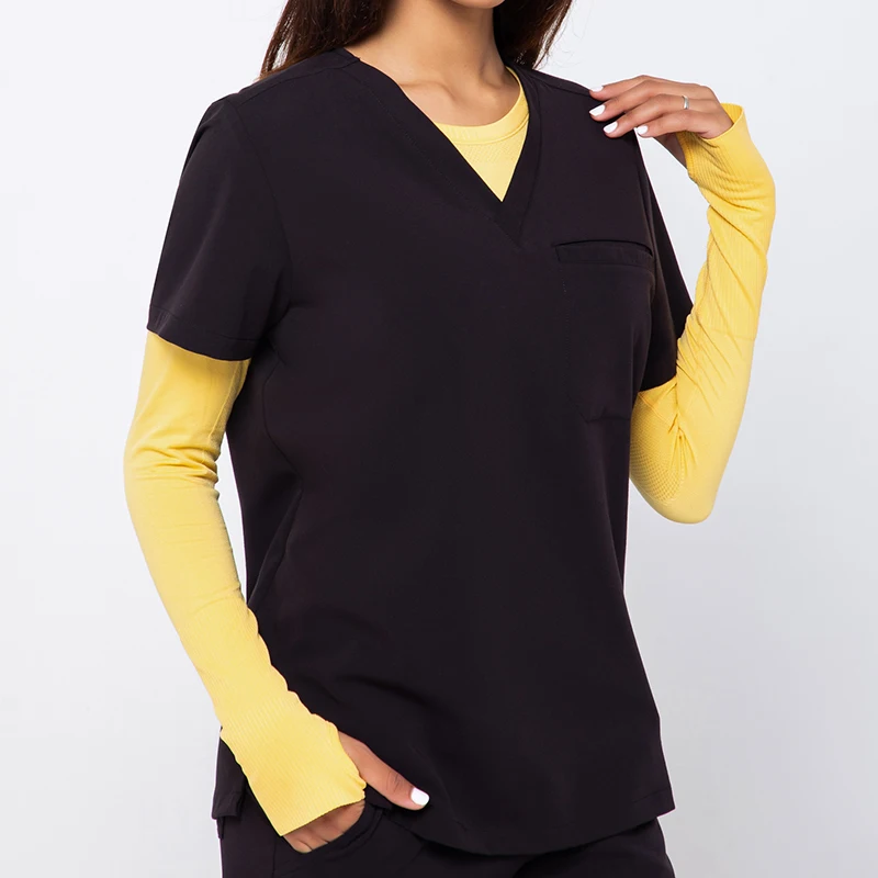 yuhongHot Sell Stylish Stretch Womens Scrub Nursing Black Set Hospital Uniforms Medical Nurse Scrubs Jogger Sets Uniform On Sale