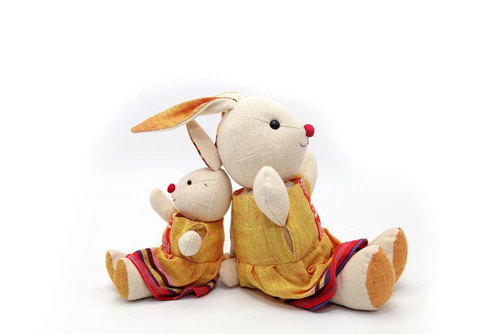 Wholesale Best Price Lovely Cute Design Vietnam Toys PP Cotton Filling Small Rabbit with Traditional Thai Brocade Patterns