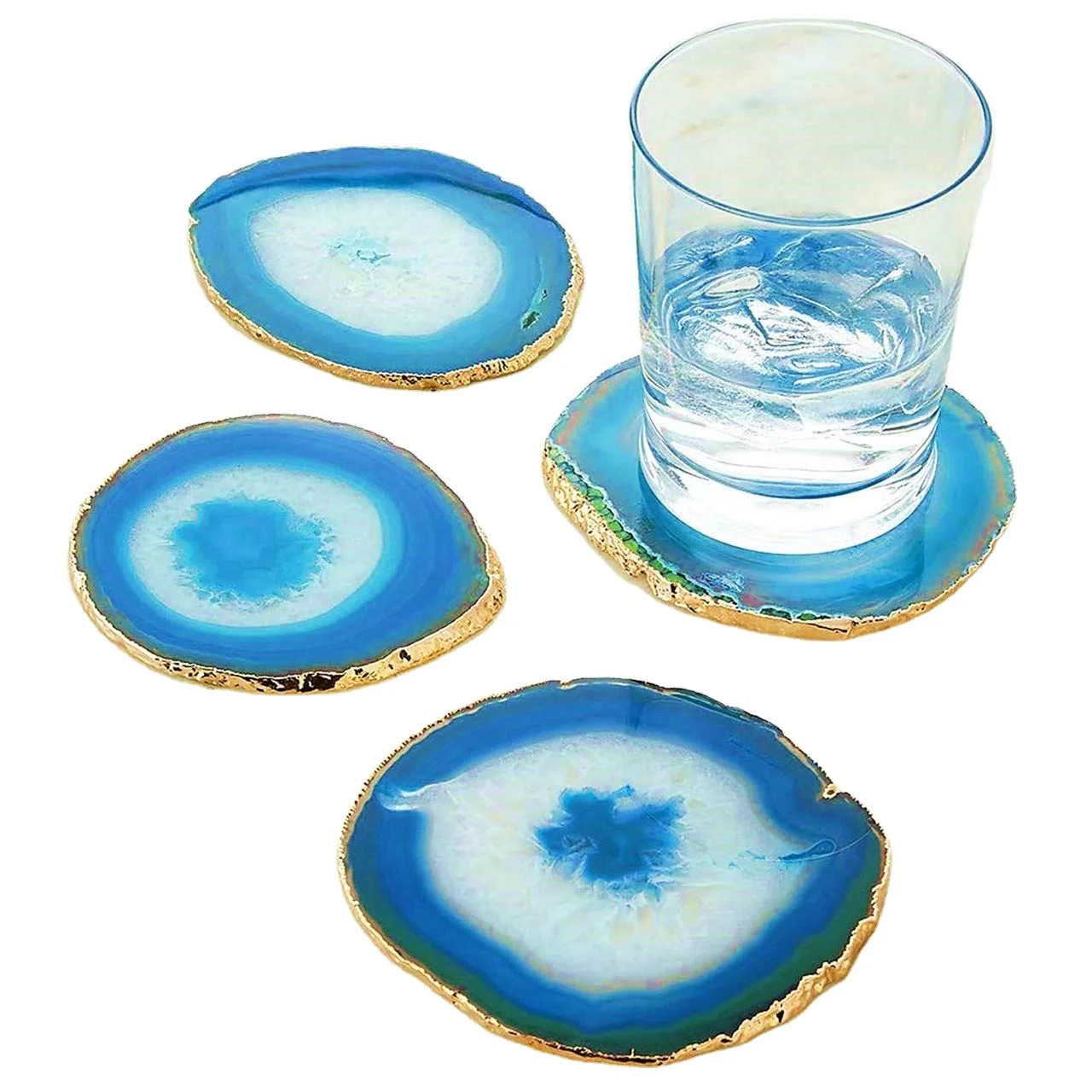 Coaster Blue Agate Coasters Wholesale Price Agate For Sell Mats Pad For Cup Holders Natural Stone Agate Coaster OEM