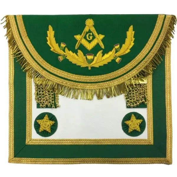 Factory Custom Made Freemason Embroidered Masonic Regalia Leather Degree Members Apron LR489 Grand Lodge Mason Apron