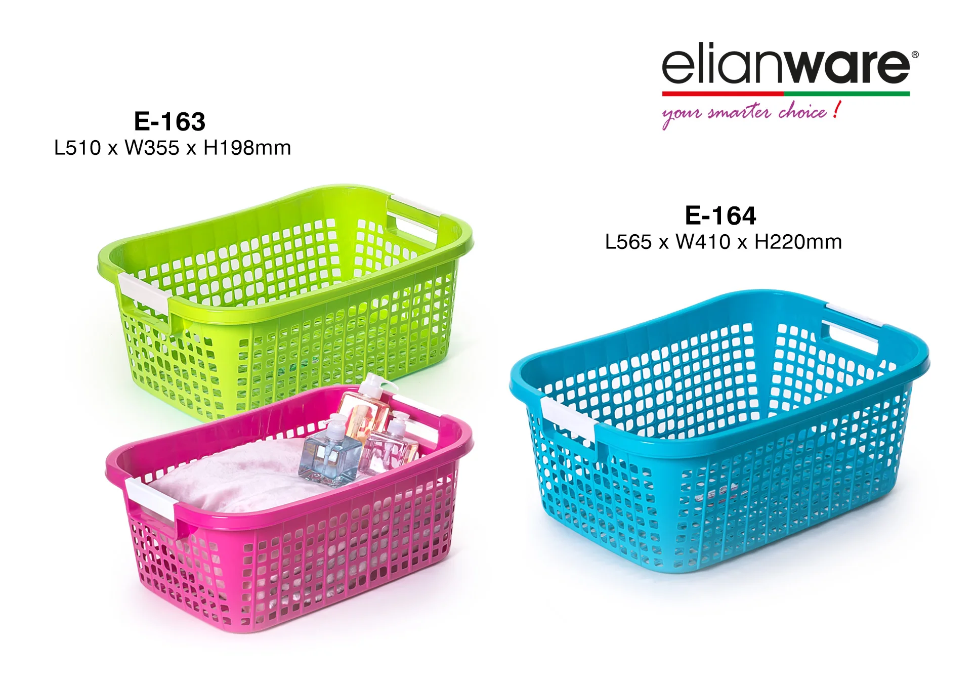 Elianware Plastic Shopping/Laundry Storage Basket with Handle from Malaysia