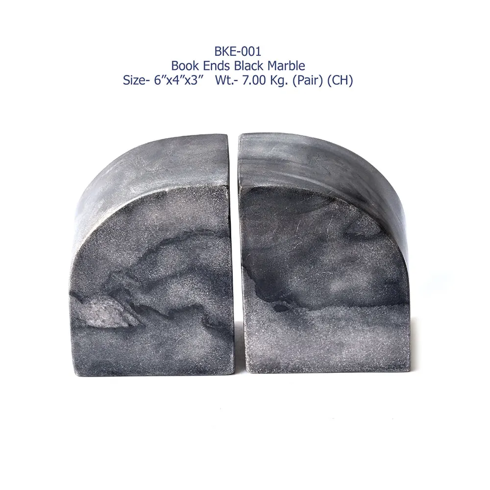 Luxury Home Decoration Bookends Black Marble Desk Organizer Book Ends From Indian Manufacturer