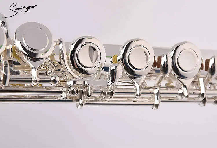 Wholesale Closed Hole C tone 16 Key flute musical instrument brass Nickel Silver Plated flute