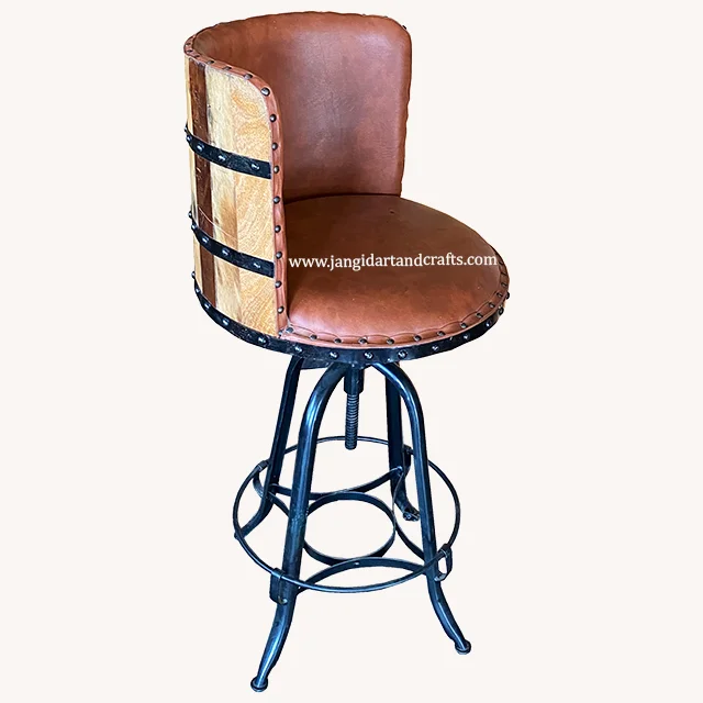 Industrial Outdoor Bar Stool Metal Steel Legs Chair Solid Wood Seat Restaurant Garden Cafe Bar Furniture Industrieel meubilair