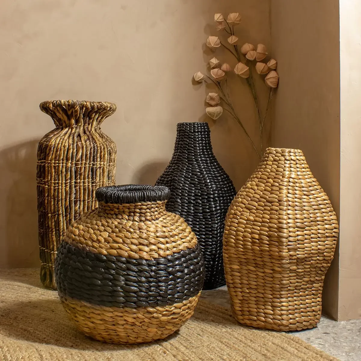 Bohemian Water Hyacinth Vase Woven Water Hyacinth Flower Vase Wicker Jar For Decoration Perfect For Your Home