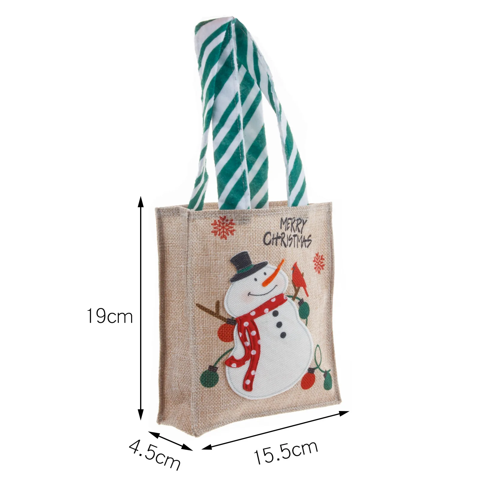 Christmas Burlap Gift Tote Bag Santa Presents Bags Small Christmas Snowman Shopping Gift Goody Jute Bags