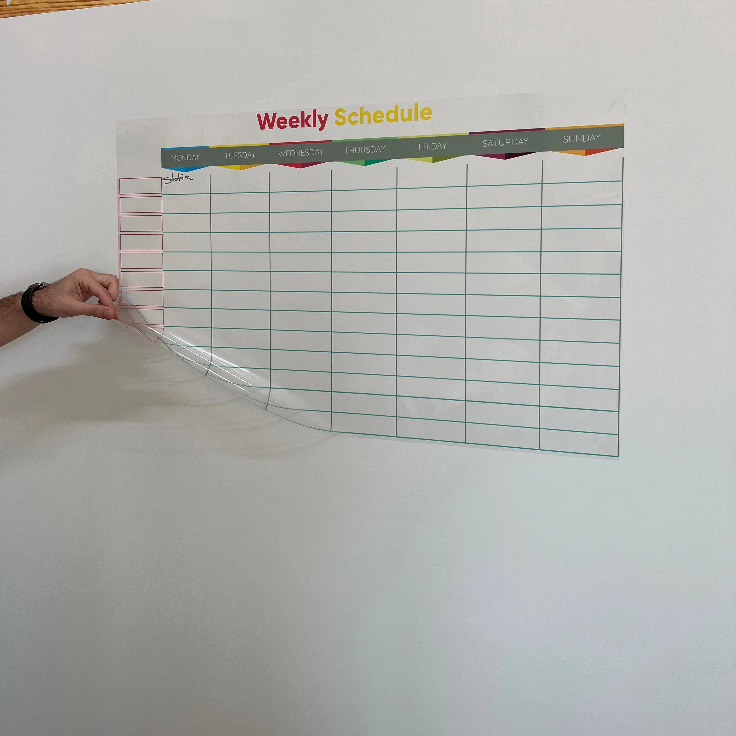 2024 Model-9 Reusable Dry Erase Weekly Planner Organizer Durable Polystyrene Whiteboard Surface Static Electricity PET Glass