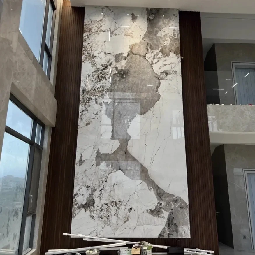 BAIJIN Interior Decoration Composite Boards WPC Cladding Panel Bamboo Charcoal Wood Veneer Marble Panel