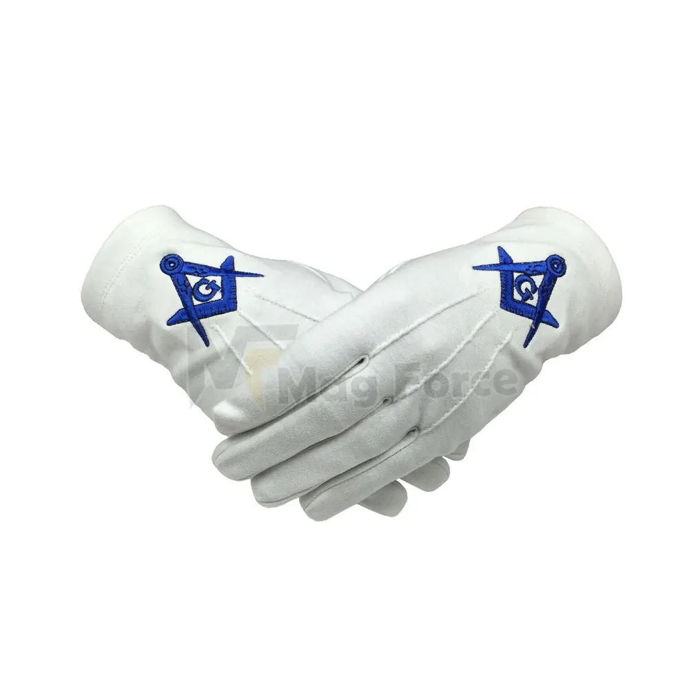 Best Quality Cheap Masonic Gloves White Color Professional Cotton Masonic Regalia Hand Gloves With Custom Logo