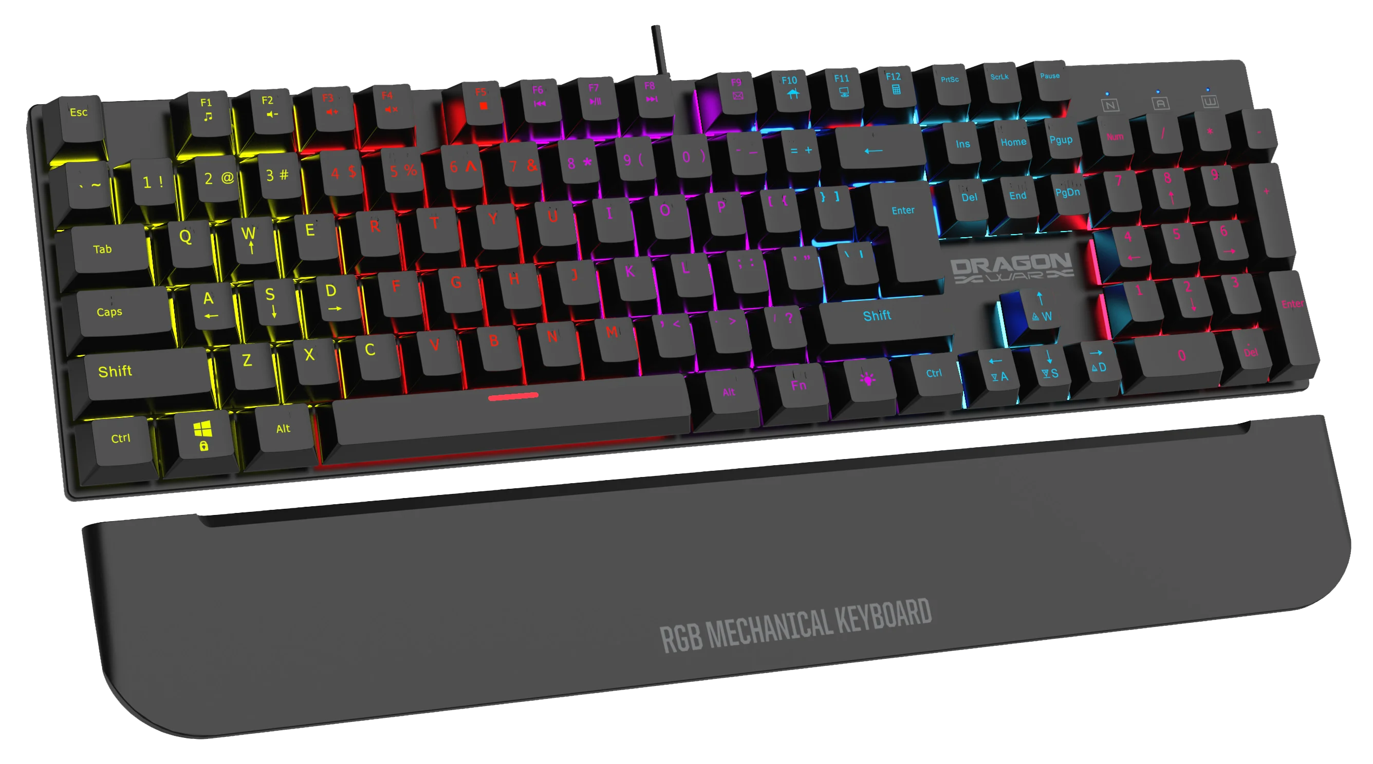Manufacture RGB illumination mechanical detachable wrist rest full keys anti-ghosting wired gaming keyboard