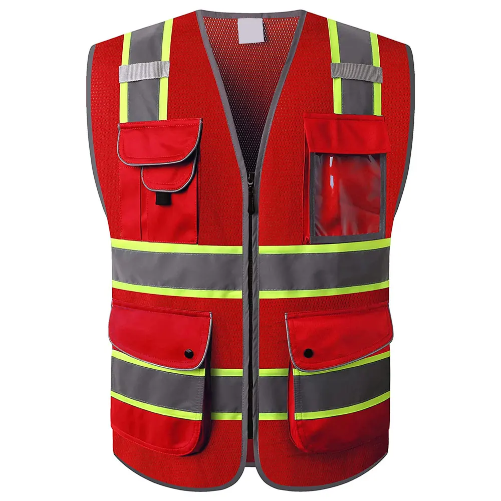 Construction Workwear High Visibility Vest For Safety / Latest Design Logo Custom Color Worker Safety Vests
