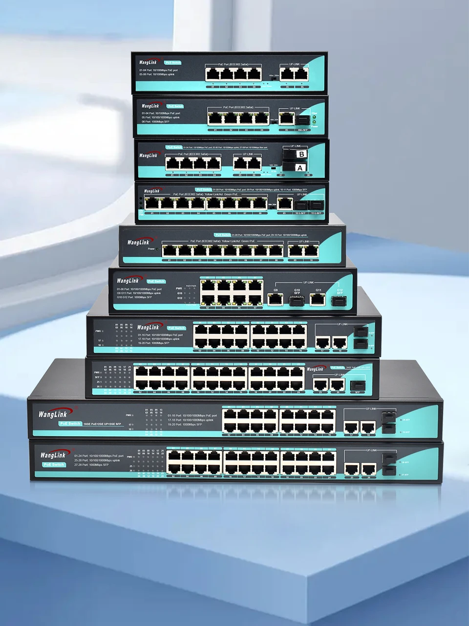 Wanglink 48V 52V Poe коммутатор заводская цена 8-портовый гигабитный неуправляемый сетевой коммутатор для FTTX