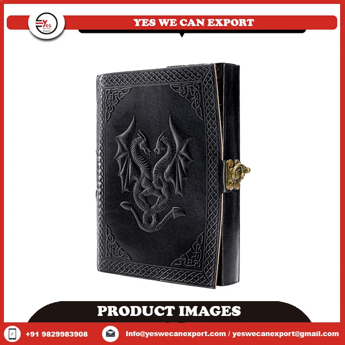 Новейший стильный кожаный журнал ручной работы A5 с антикварной краевой бумагой винтажный дизайн и замок для подарка