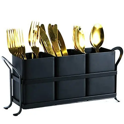 Vintage design dishware cutlery stand prime quality metal 3 section cutlery holder for dinning table ware cutlery holder