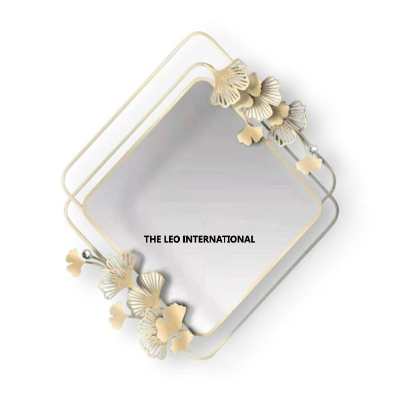 latest hot selling Wholesale Home Decor Gold square decorative elegant metal design Wall Mirror
