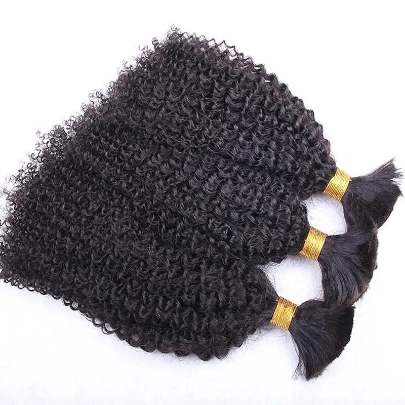 3Bundles Hair Weaving No Weft Long Kinky Curly Human Hair Bundles Extensions Brazilian Afro Kinky Curly Human Hair Bulk