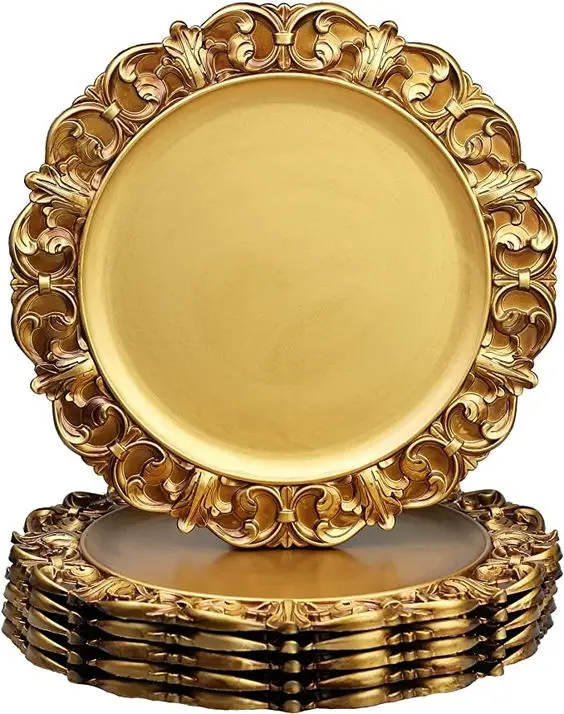 Royal Family Programs Metal Charger Plates Dish and Plate Good Quality Handmade Engraved And Embossed Charger plate