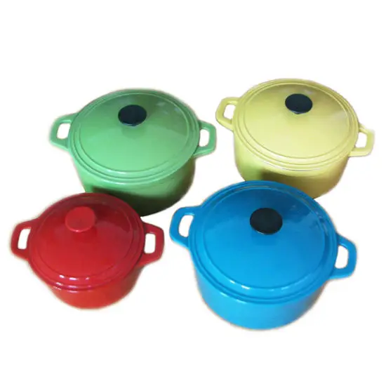 2QT Cast Iron Dutch Oven Non-Stick Cookware Pot with Lid Suitable for Baking Use on Gas Electric Oven Enamel Coat Casserole Pot